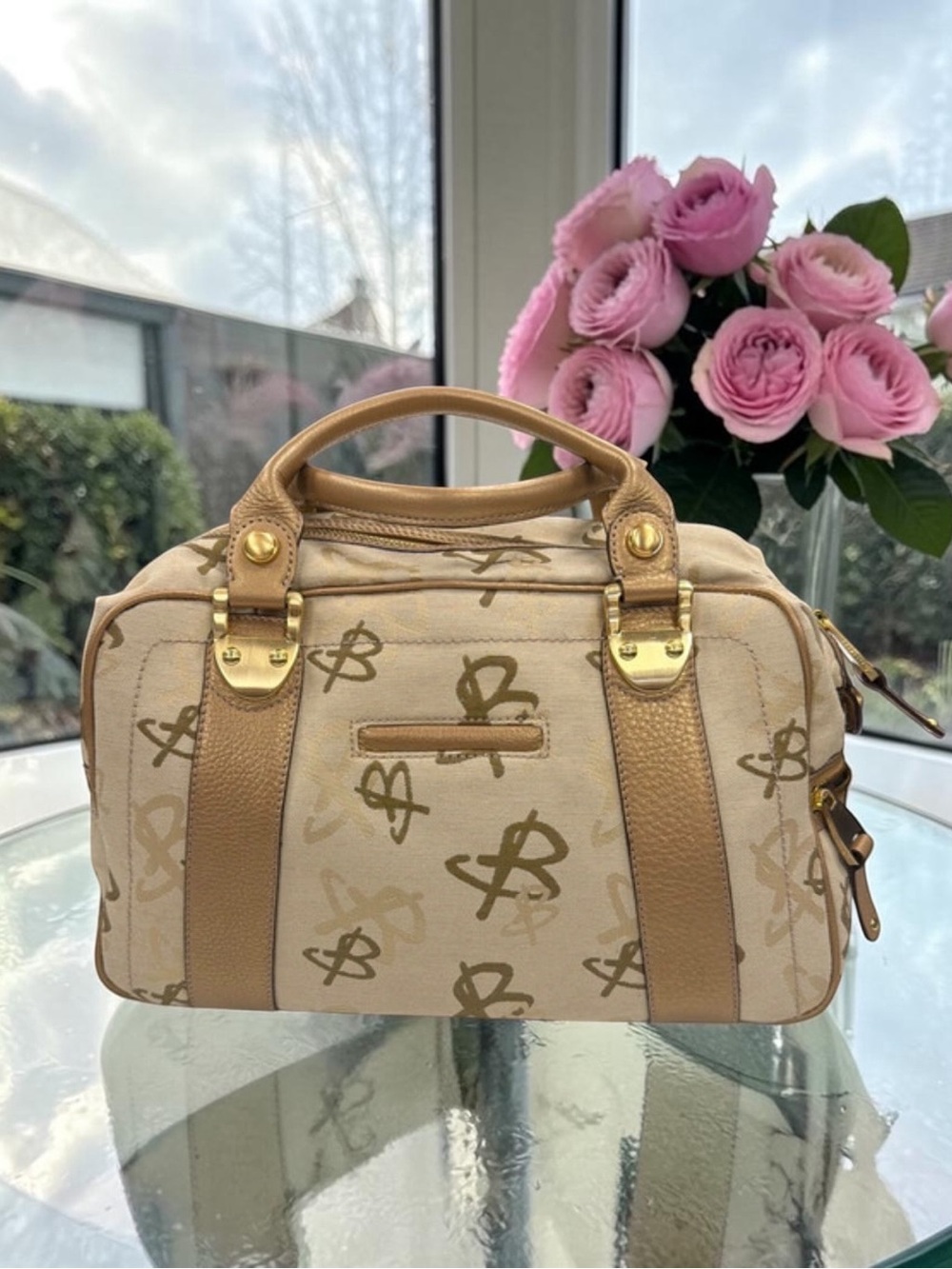 Vintage B. Makowsky Y2K Monogram Canvas Satchel Handbag NWT. $168 retail
